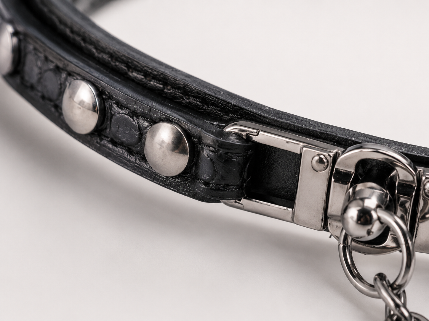 Obsidian Bell Choker — Slim Black Leather with Silver Bell Pendant